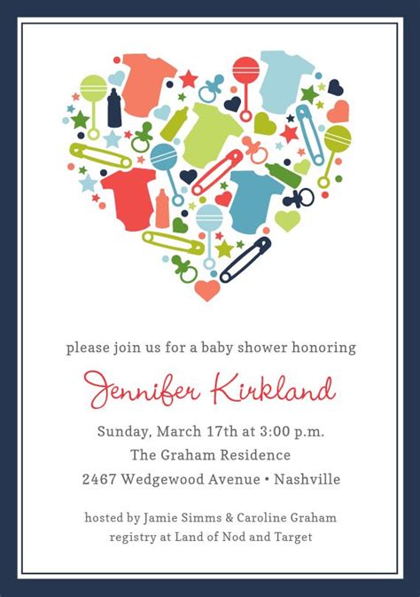 Baby Heart Invitations In Blue Greenvelope Invitations Baby