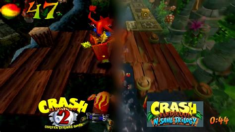 Crash Bandicoot N Sane Trilogy Hang Eight Splitscreen Comparison Youtube