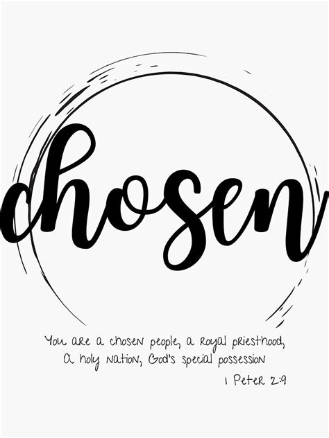 "1 Peter 2:9 Chosen" Sticker for Sale by VerseTastic | Redbubble