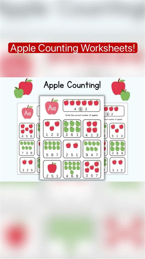 Apple Counting Worksheets! #preschoolworksheets in 2022 | Preschool ...