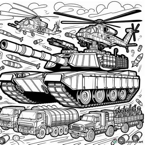 Army vehicles coloring page Download or Print for free