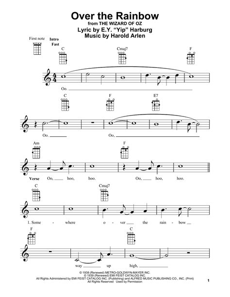 Over The Rainbow By Judy Garland Sheet Music For Ukulele At Sheet Music