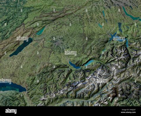 Bern Canton Of Switzerland High Resolution Satellite Map Stock Photo