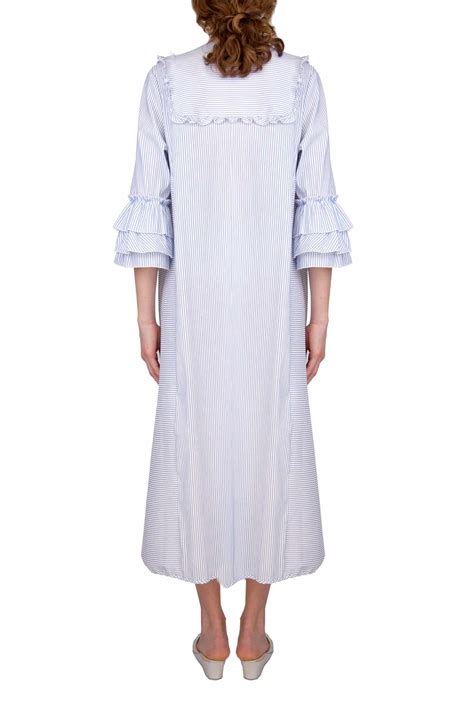 Luisa Beccaria | Blue/White Striped Caftan Dress