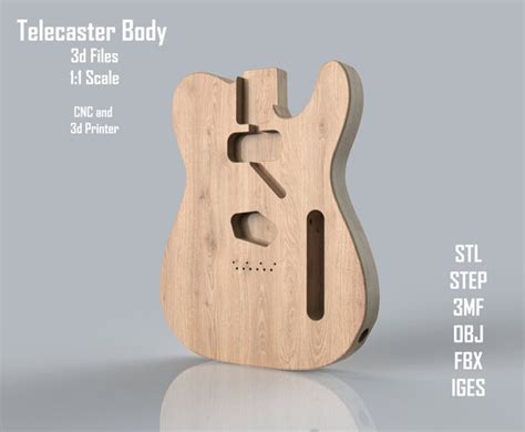 Telecaster Guitar Body V1 3d Cad Files Stl Step 3mf Iges Fbx Etsy Canada