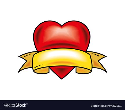 Heart and ribbon tattoo Royalty Free Vector Image