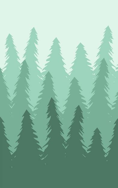 Vector Paisaje Con Bosque De Abetos Vector Premium