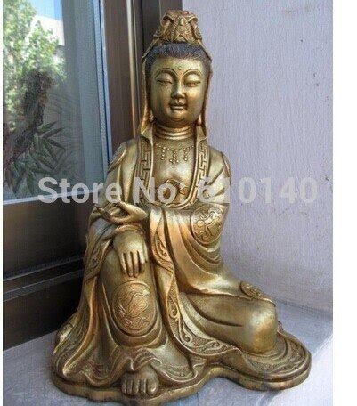 Tibet Buddhism Bronze Copper Kwan Yin Guan Yin Bodhisattva Buddha