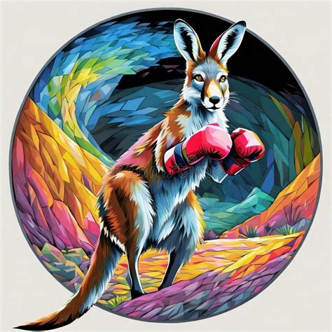 Australian Boxing Kangaroo Colorful Illustration Designed Clip Art