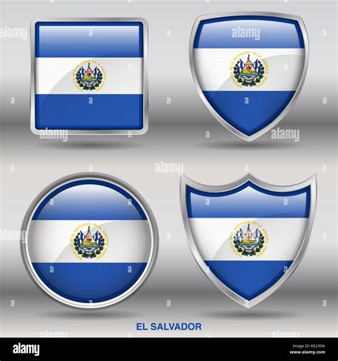 El Salvador Flag 4 Shapes Flags States Country In The World With