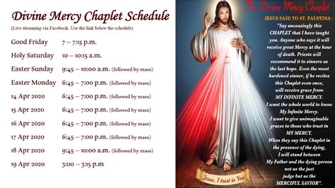 Mary Immaculate Catholic Parish Divine Mercy Schedule v6