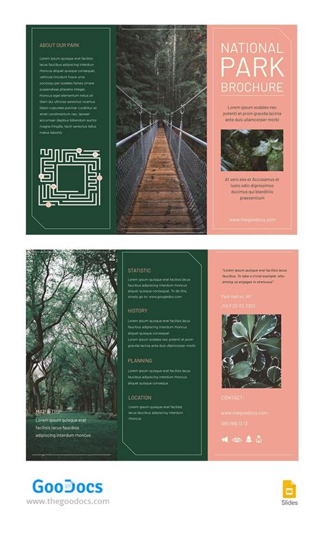 Free Green National Park Brochure Template In Google Slides