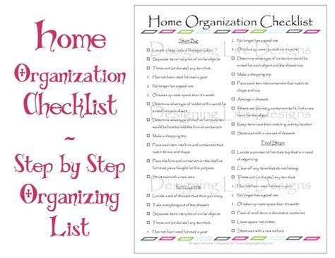 Items Similar To Home Organization Checklist Pdf Printable Basic