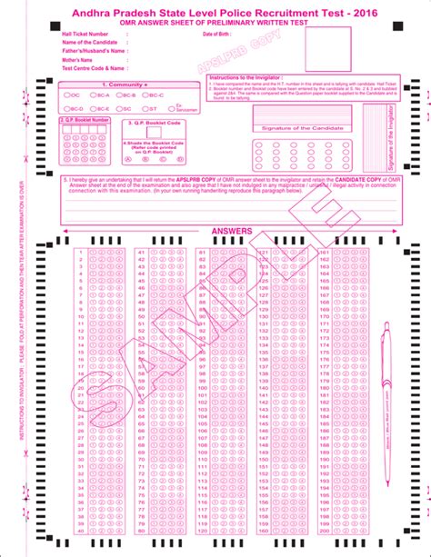 APSLPRT OMR Sample.pmd - andhra pradesh police recruitment