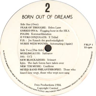 WET DREAMS Various Born Out Of Dreams 1985 Frux FruxLP 01