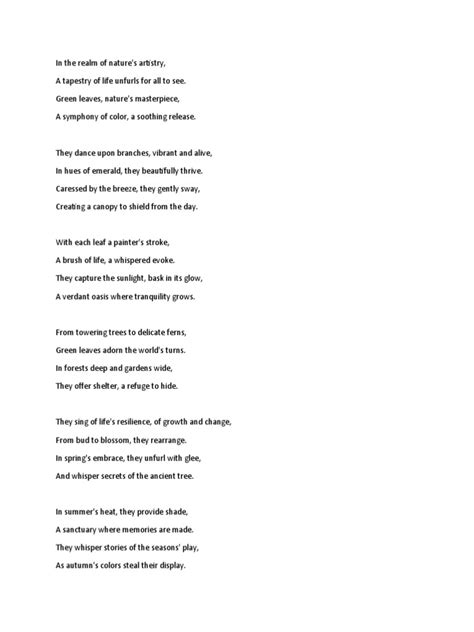 Poem About Leaves | PDF