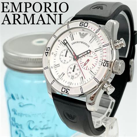 Emporio Armani 324 エンポリオアルマーニ時計 ホワイト ダイバーベゼル クロノグラフ デイトの通販 By Harus Shop｜エンポリオアルマーニならラクマ