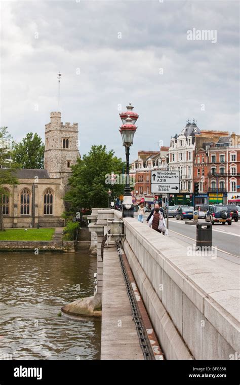 Putney Bridge Over The River Thames With Church Beside Stock Photo Alamy