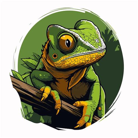 Camaleão na selva Ilustração vetorial de um camaleão Vetor Premium