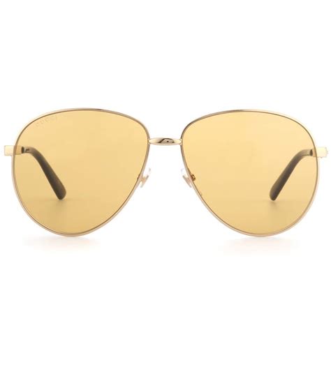 GUCCI AVIATOR SUNGLASSES, GOLD | ModeSens