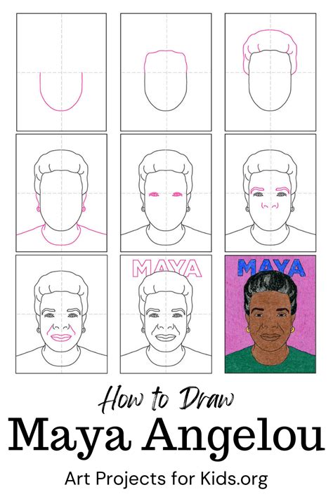 Easy How To Draw Maya Angelou And Maya Angelou Coloring Page Black