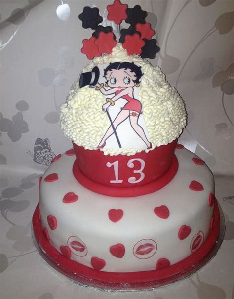 My First Ever Betty Boop Cake With Giant Cupcake On Top Giant