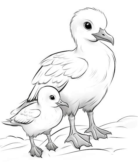 Un Dibujo De Una Madre Pato Y Su Pato Beb Ai Generativa Foto Premium