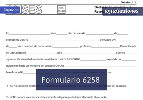 ᐈ Formulario 6258 Ayudándonos