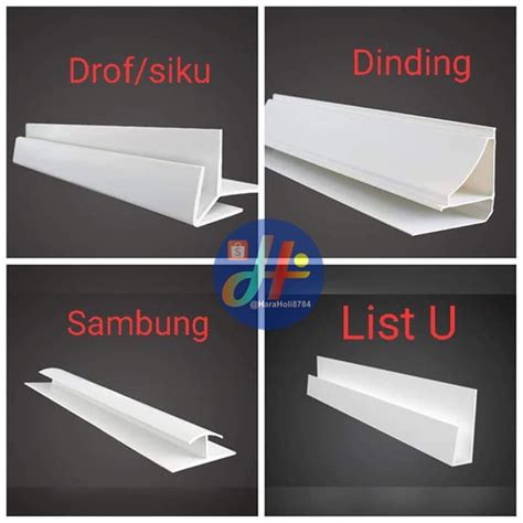 Jual Lis Polos Standar Plafon Pvc 4m X 4cm Lis Sambung Lis Tengah Lis