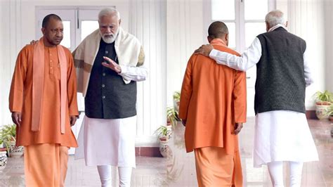 Backed By Pm Modi Up Cm Yogis Photos With Pm Go Viral Spark Debates