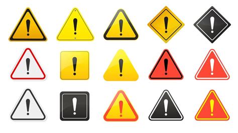 Premium Vector Caution Signs Danger And Warning Icons Set In Yellow