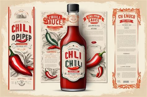 Premium Photo Packaging Design For Chili Pepper Hot Sauce Vintage