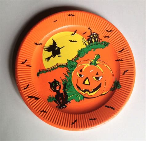 Vintage Halloween Paper Plates Halloween Napkins And Etsy