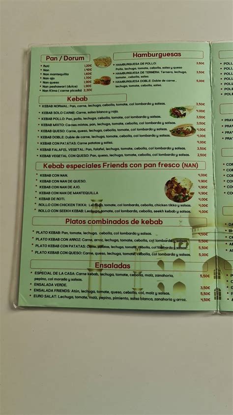 Menu At Friends Doner Kebap Restaurant Valencia