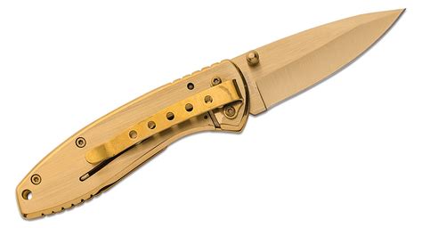 Smith And Wesson Executive Folding Knife 2 8 Gold Tini Drop Point Blade Gold Tini Steel Handles