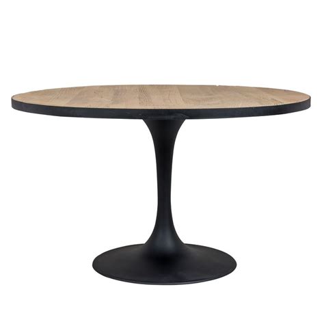 Deze Ronde Houten Eettafel Valt Op Omwille Van Het Contrast Van Het