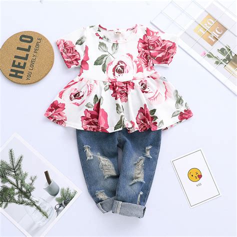 18 Months Baby Girls Clothes 24 Months Girls 2pcs Outfits Flower Print