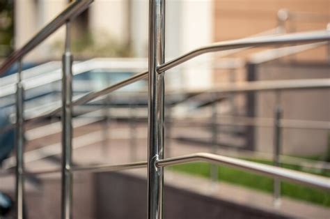 Premium Photo | Stainless steel metal railings outdoor modern buildings