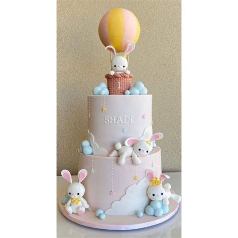Rabbits Hot Air Balloon Fondant Gumpaste Cake Topper Shopee Malaysia
