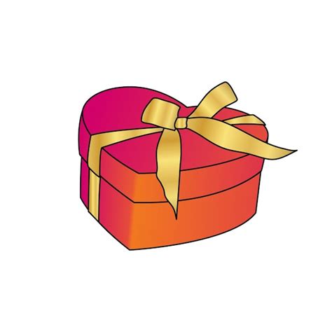 Premium Vector Heart Shaped Gift Box With Golden Ribbon Vector Icon