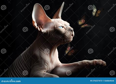 Gato Esfinge Bonito Brincando Borboletas Ai Generativo Ilustra O