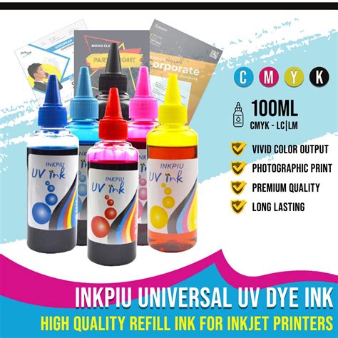 Inkpiu 100ML UV Premium Dye Ink Colors Universal Dye Ink For Inkjet