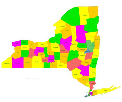 Free vector map New York State US – counties areas and names: Ai, PDF ...