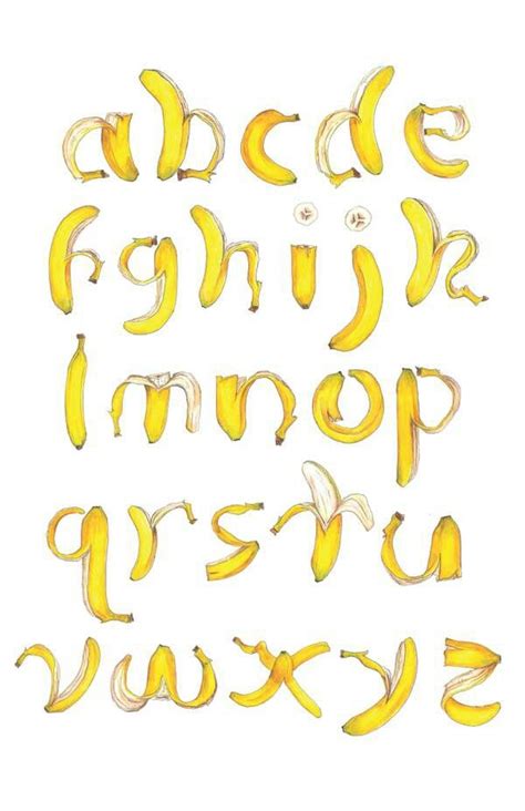 A Banana C D E F Lettering Alphabet Lettering Lettering Fonts