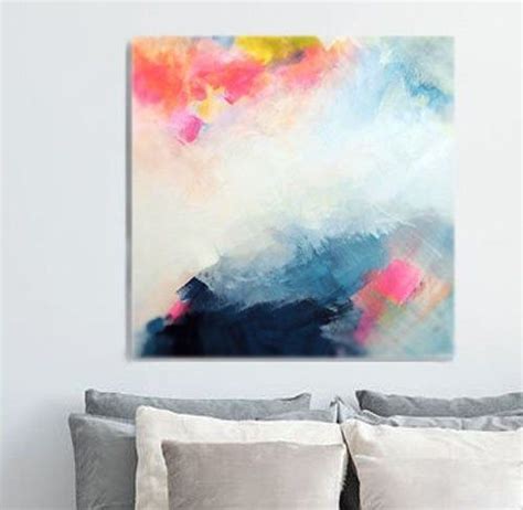 Blush Indigo Abstract Fine Art Print Contemporary Modern Pink Canvas