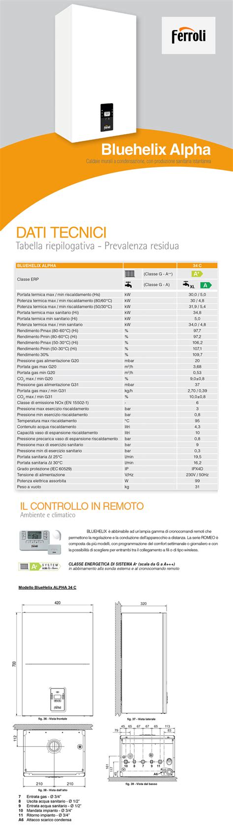 Caldaia A Condensazione Ferroli Bluehelix Alpha C Kw A Gas