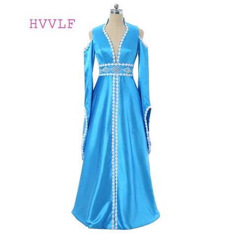 Blue Muslim Evening Dresses A Line Long Sleeves Appliques Lace Hijab