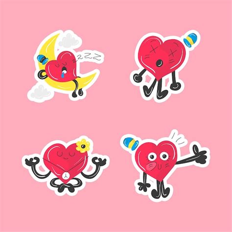 Premium Vector Hand Draw Heart Stickers Collection