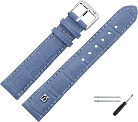 Marburger Uhrenarmband Mm Leder Blau Alligator Werkzeug Montage Set