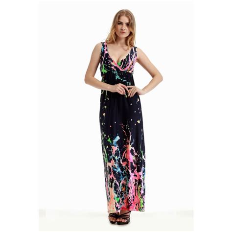 Women Summer Bohemian Beach Dress For Holiday V Neck Sleeveless Sexy